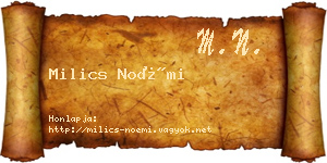Milics Noémi névjegykártya